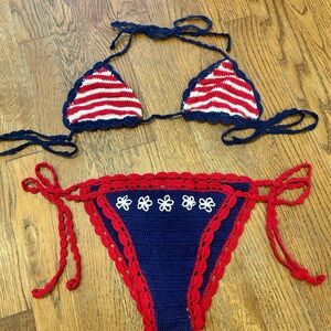 Anna Kosturova hand crochet Patriot Bikini